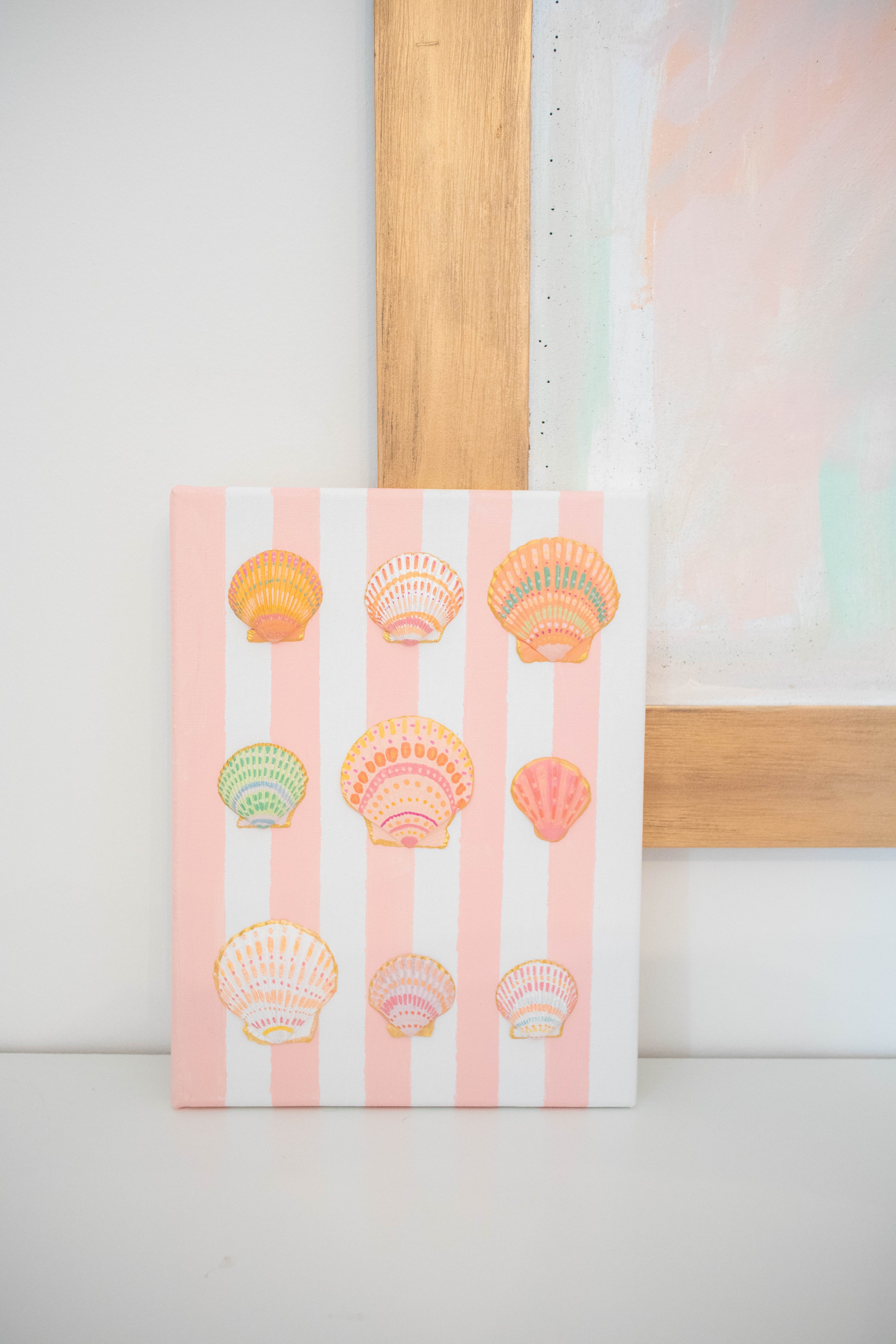 Hand-Painted Coastal Seashell Artwork | Original 9x12 Canvas