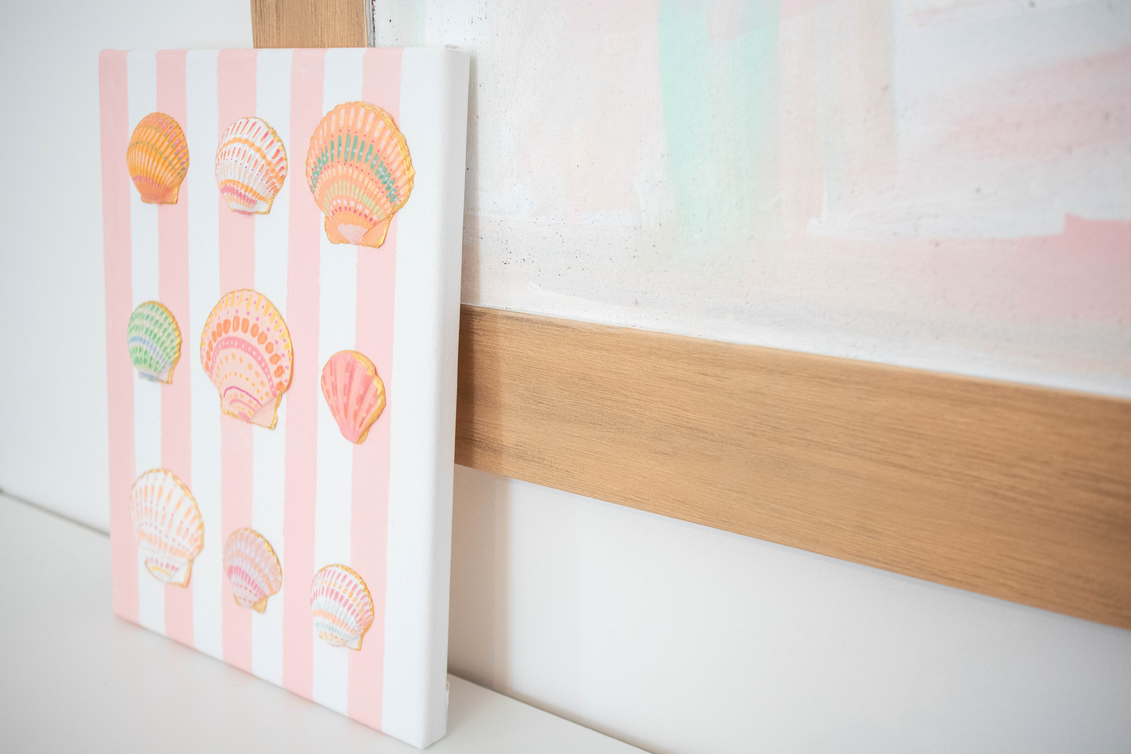Hand-Painted Coastal Seashell Artwork | Original 9x12 Canvas