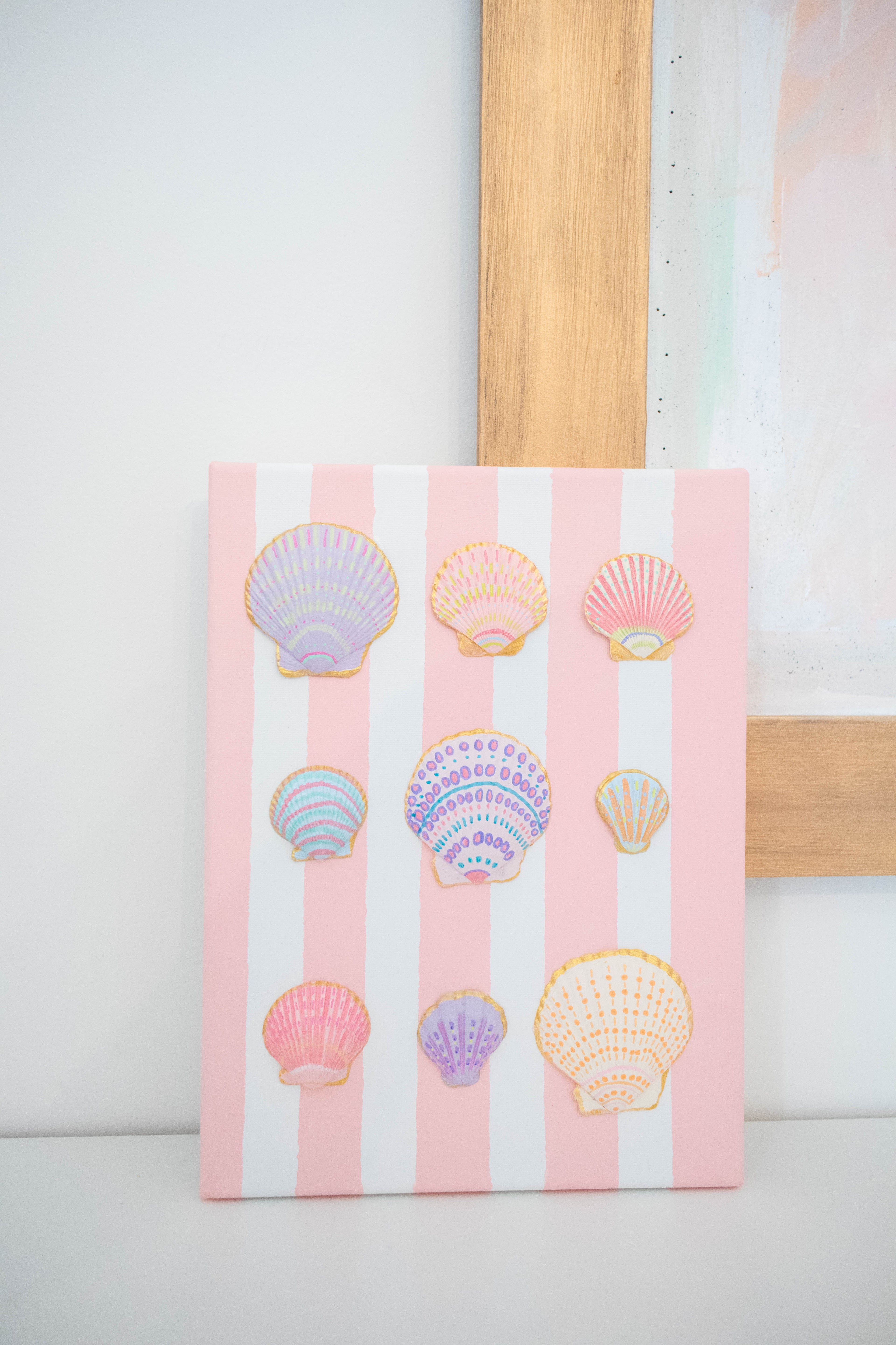 Hand-Painted Coastal Seashell Artwork | Original 9x12 Canvas
