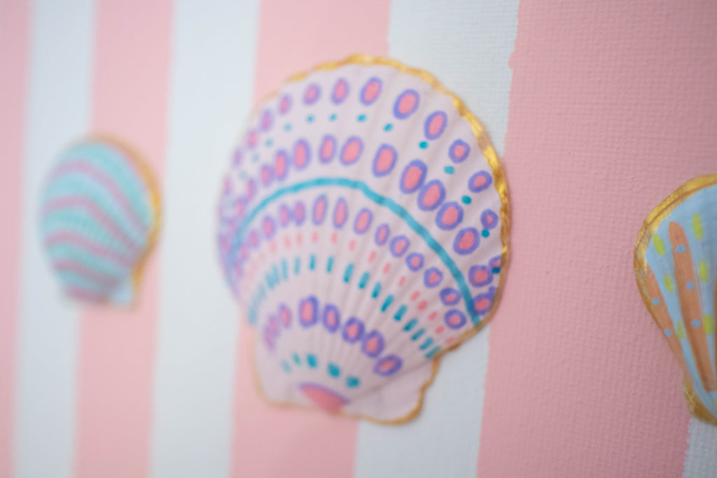 Hand-Painted Coastal Seashell Artwork | Original 9x12 Canvas