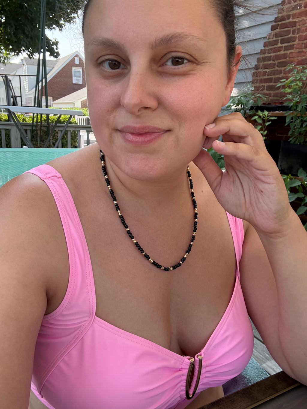 The Annie Necklace- Black and Gold Seed Beads
