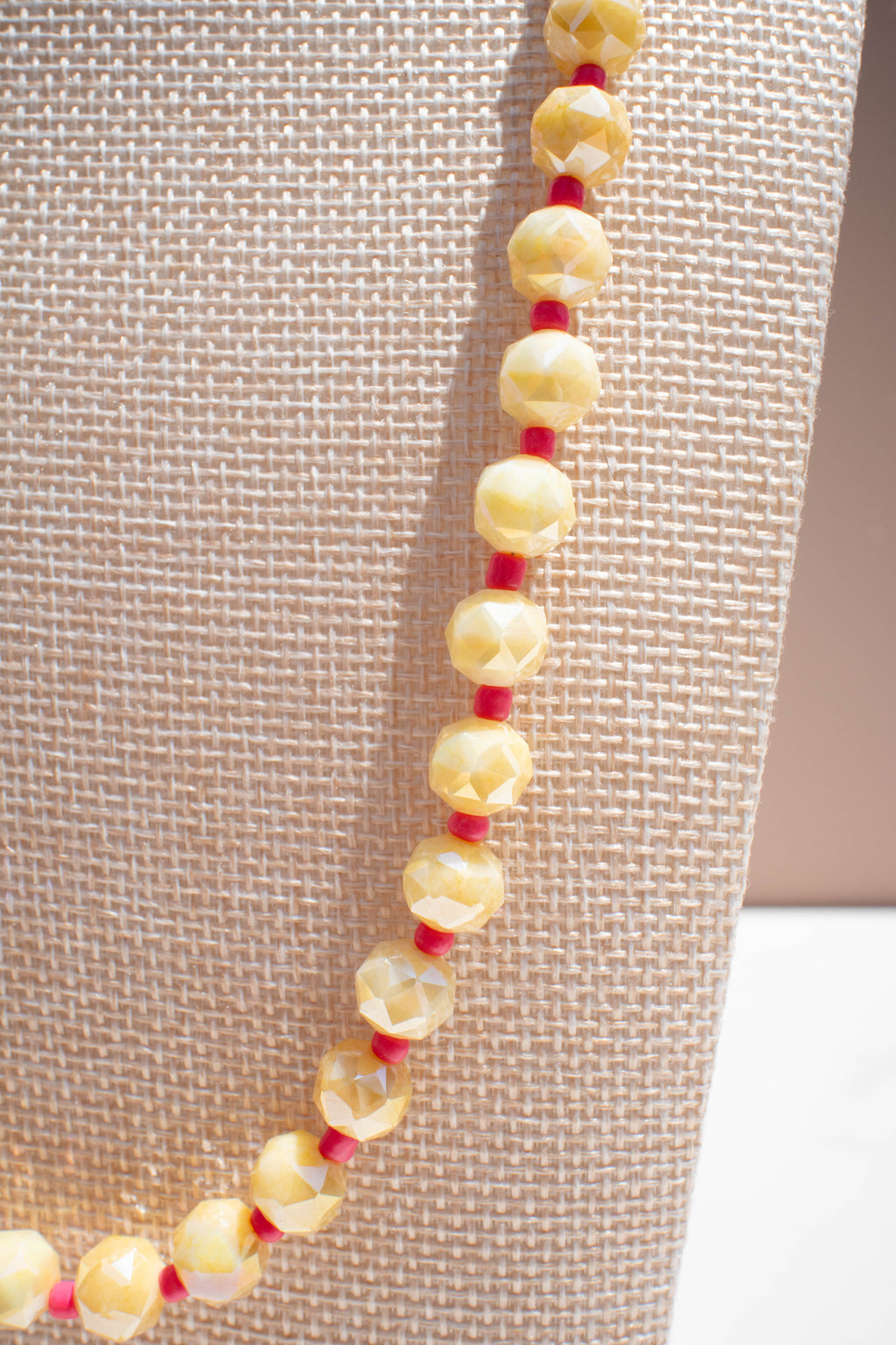 The Daisy Necklace- Yellow & Pink Glass Beads