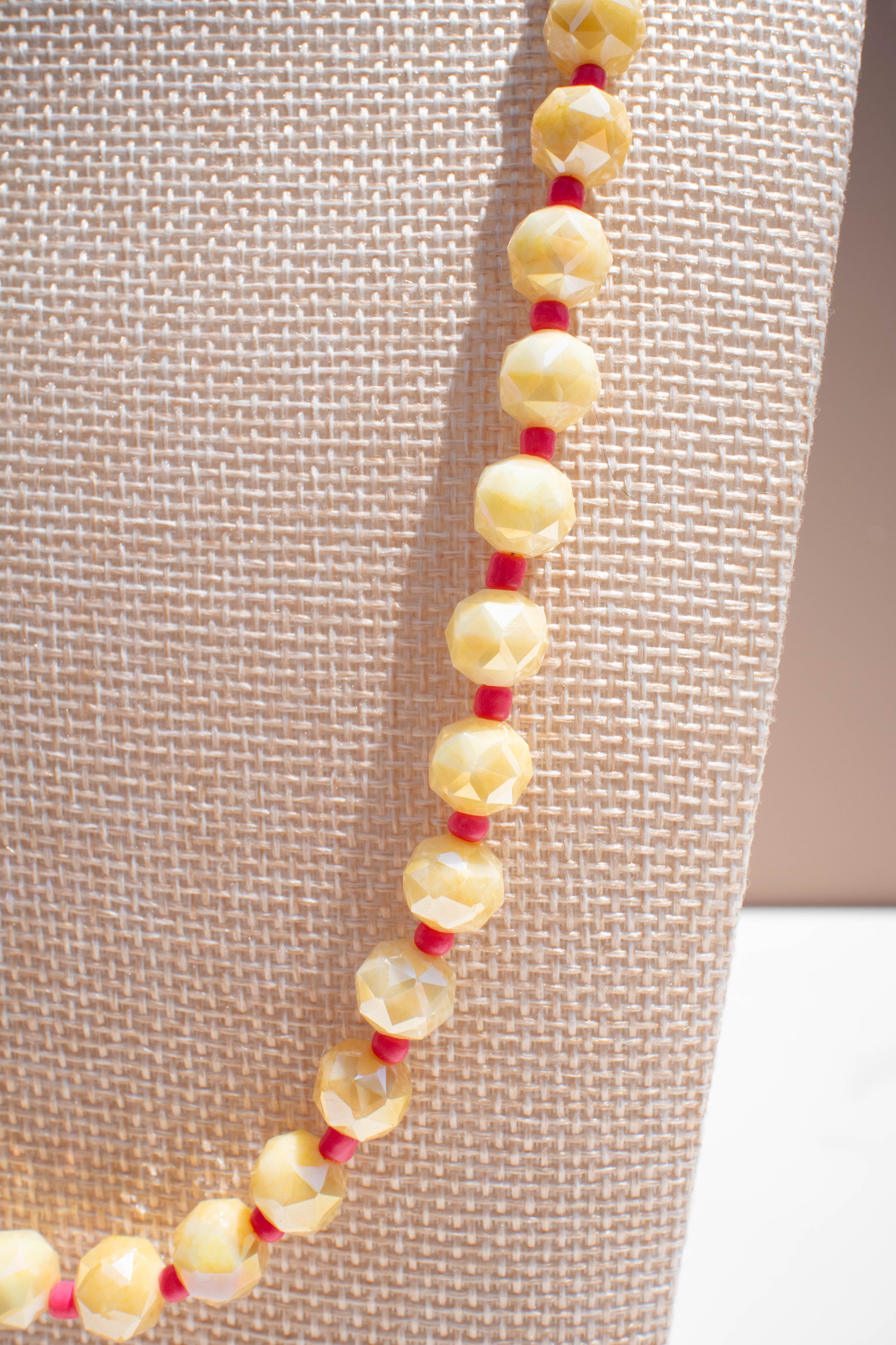 The Daisy Necklace- Yellow & Pink Glass Beads