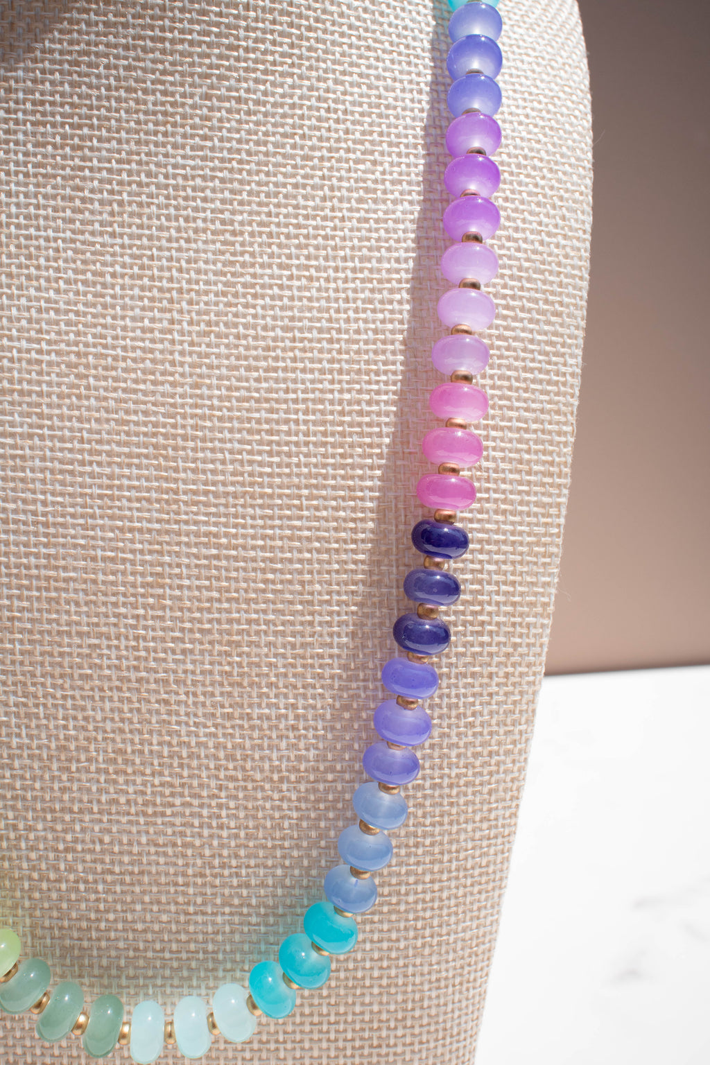 The Lucy Necklace- Rainbow & Gold Glass Beads