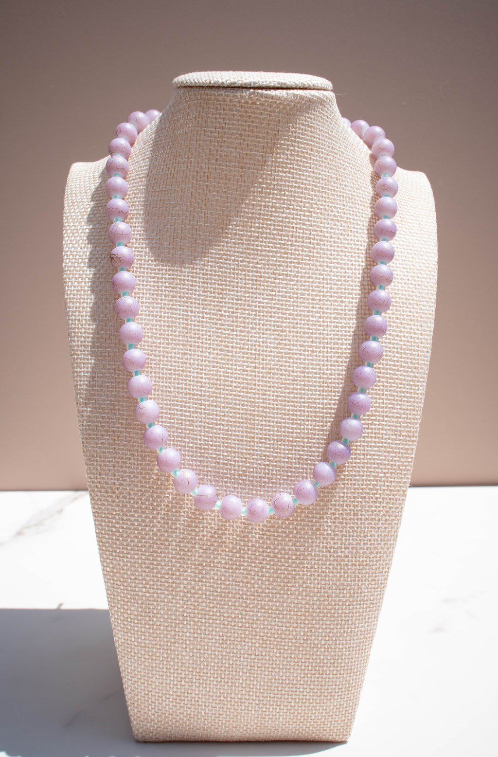 The Sadie Necklace- Round Purple & Mint Glass Beads