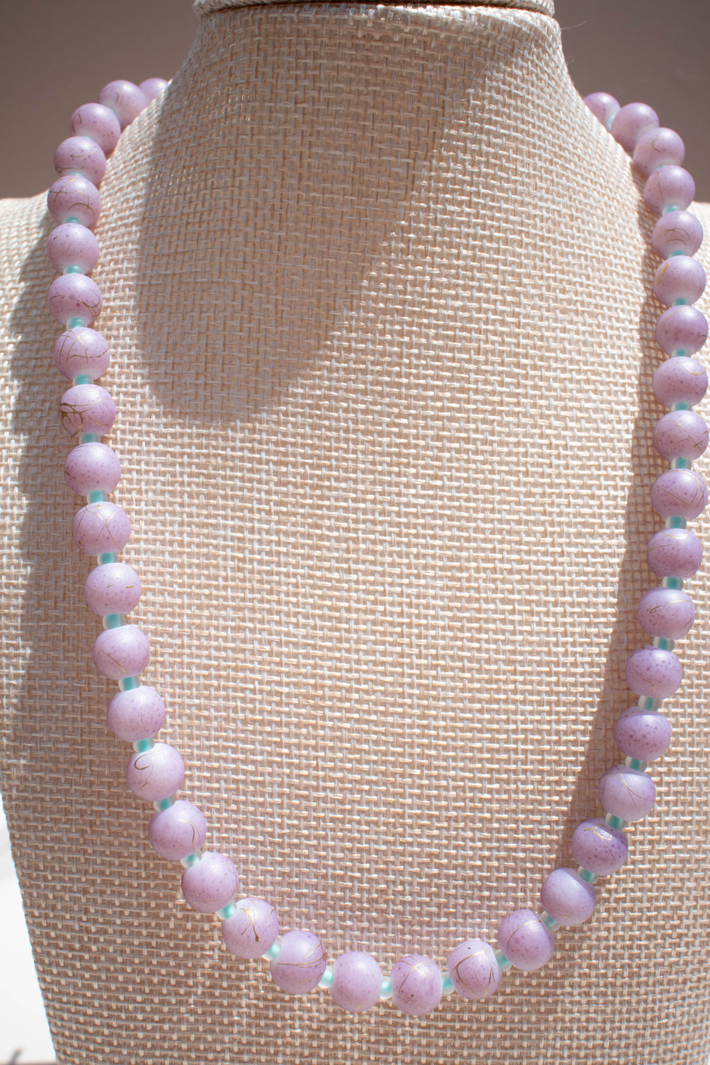 The Sadie Necklace- Round Purple & Mint Glass Beads