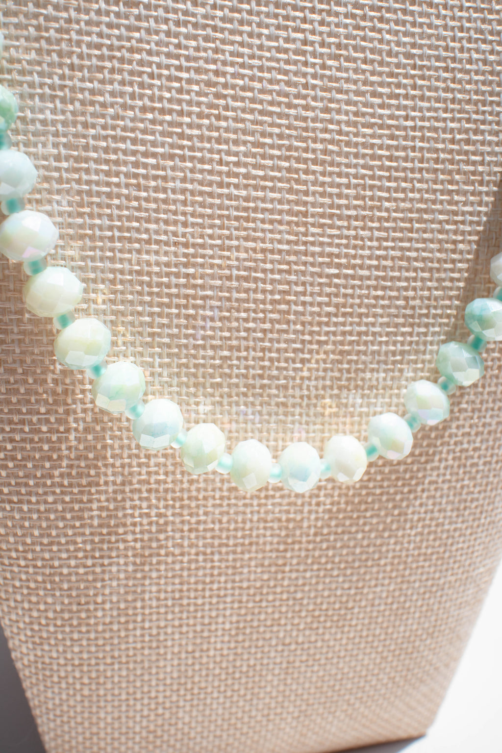 The June Necklace- Mint Green & Blue Glass Beads