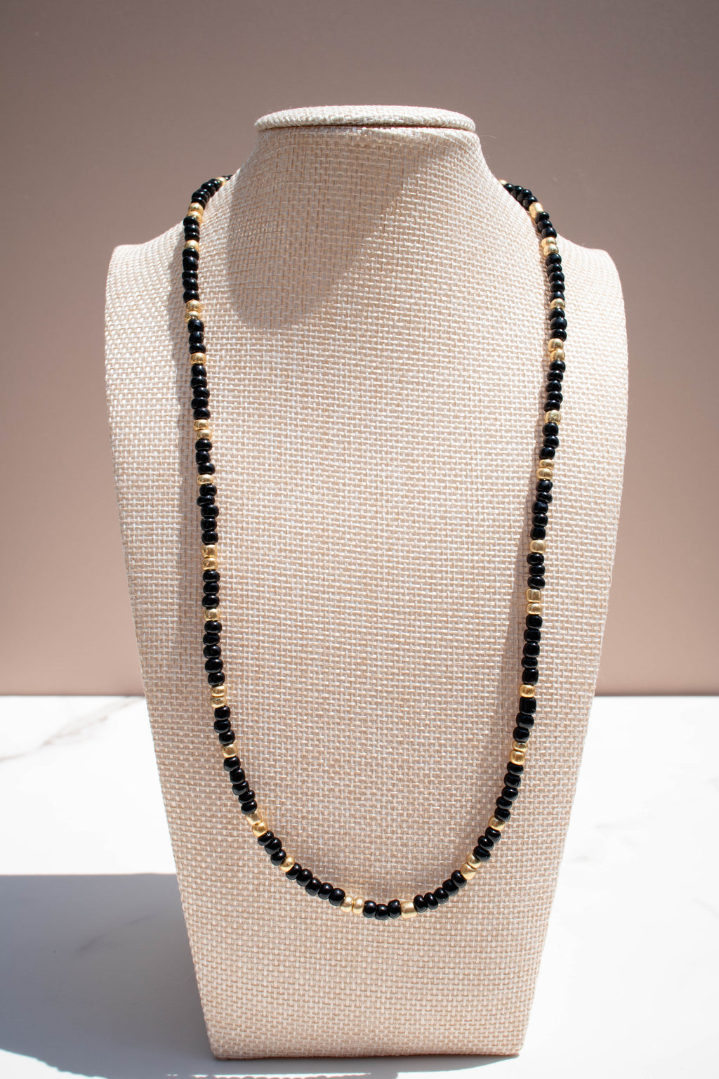 The Annie Necklace- Black and Gold Seed Beads