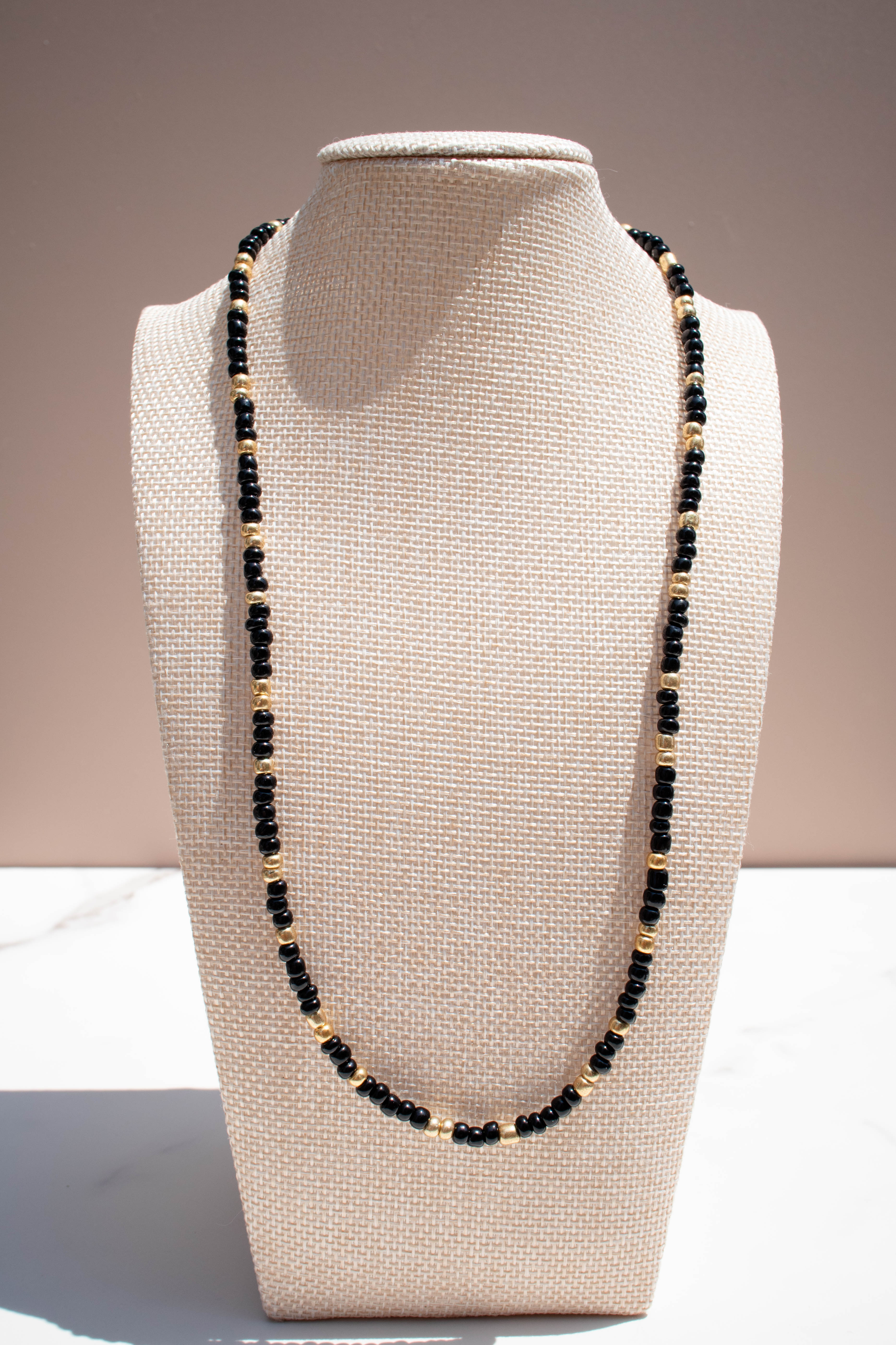 The Annie Necklace- Black and Gold Seed Beads