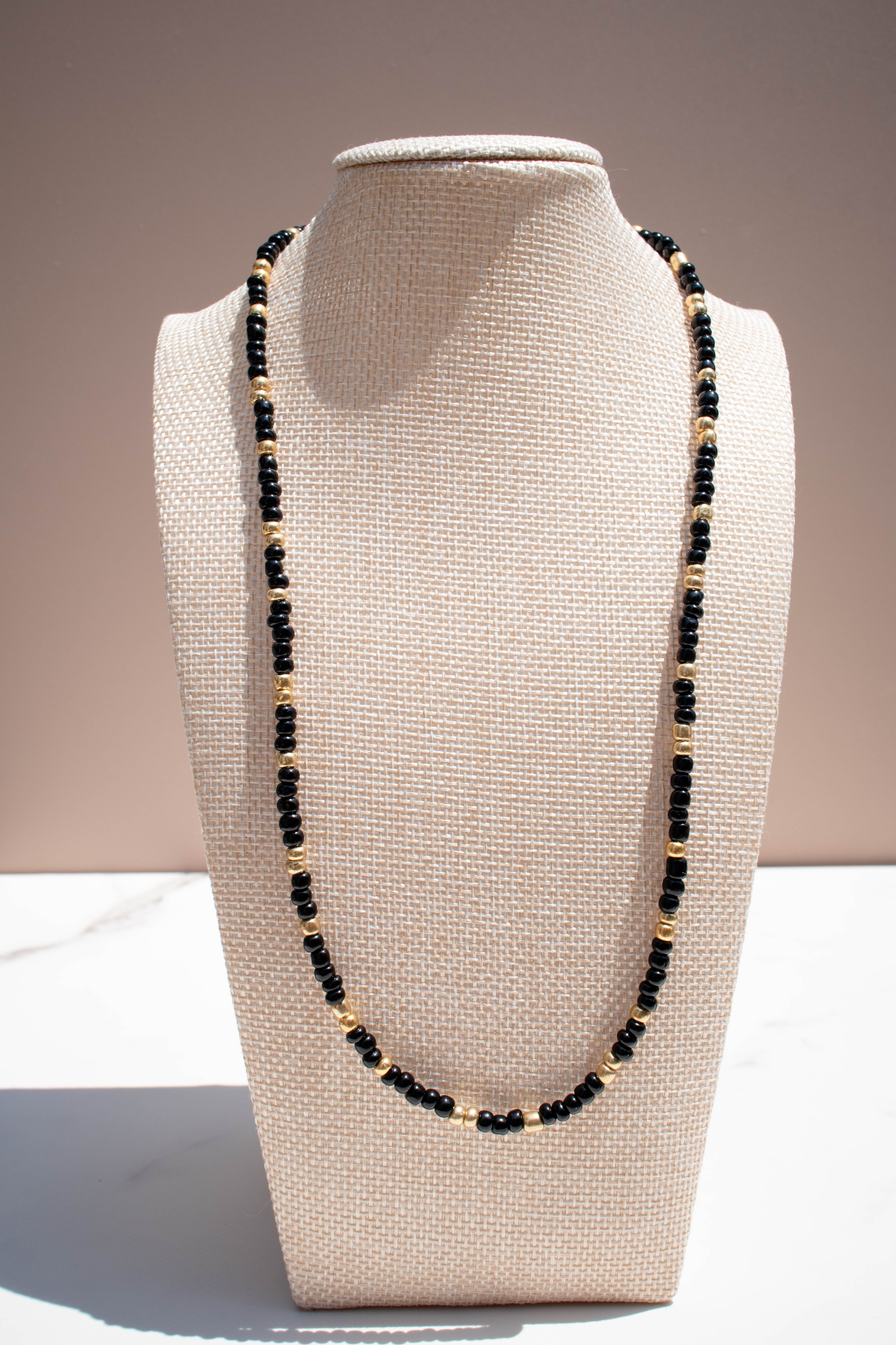 The Annie Necklace- Black and Gold Seed Beads