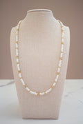 The Grace Necklace- White and Gold Seed Beads
