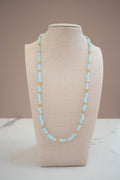 The Marina Necklace- Round Blue and Gold Seed Beads