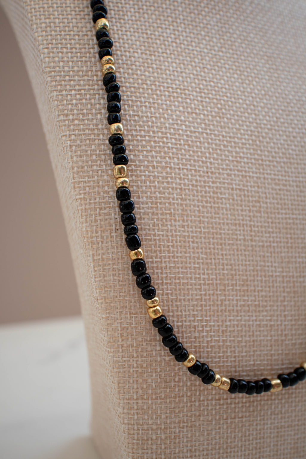 The Annie Necklace- Black and Gold Seed Beads