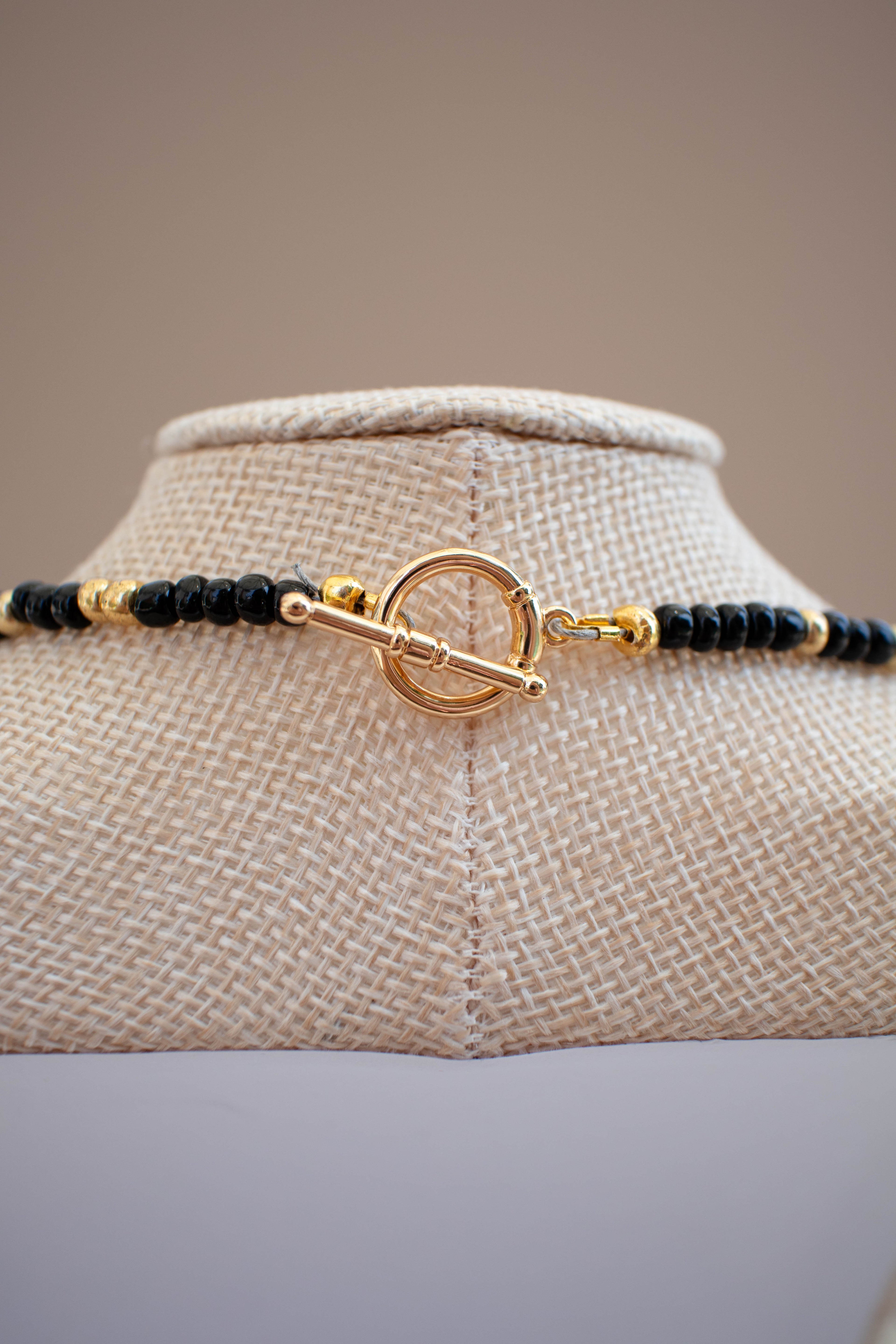 The Annie Necklace- Black and Gold Seed Beads