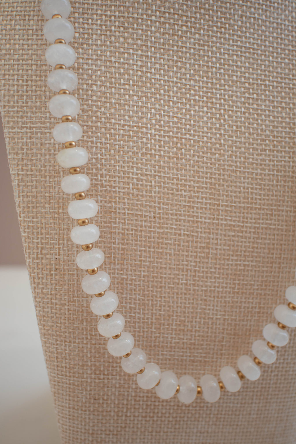 The Lily Necklace- White Quartz & Gold Glass Beads