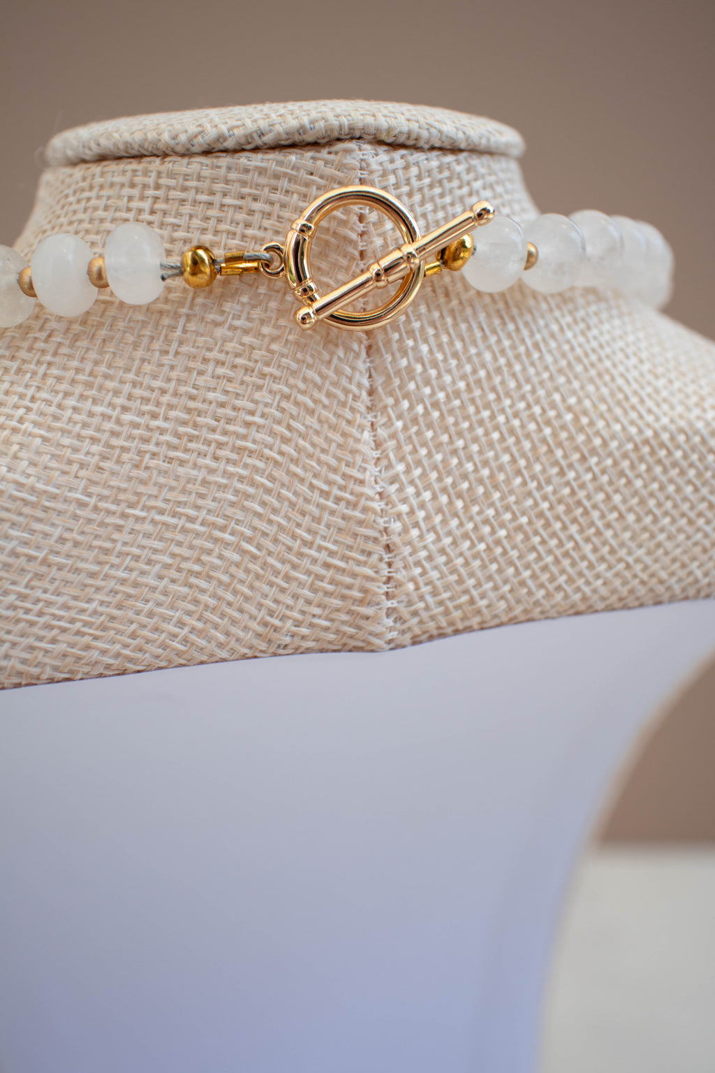 The Lily Necklace- White Quartz & Gold Glass Beads
