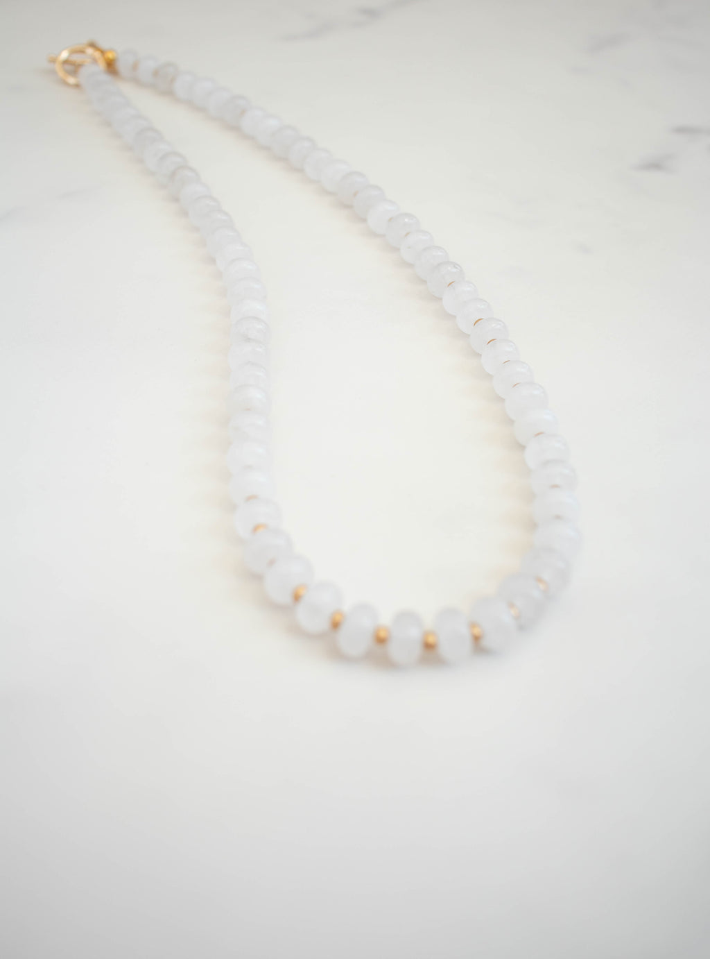 The Lily Necklace- White Quartz & Gold Glass Beads