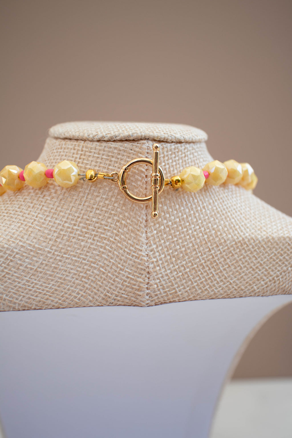 The Daisy Necklace- Yellow & Pink Glass Beads