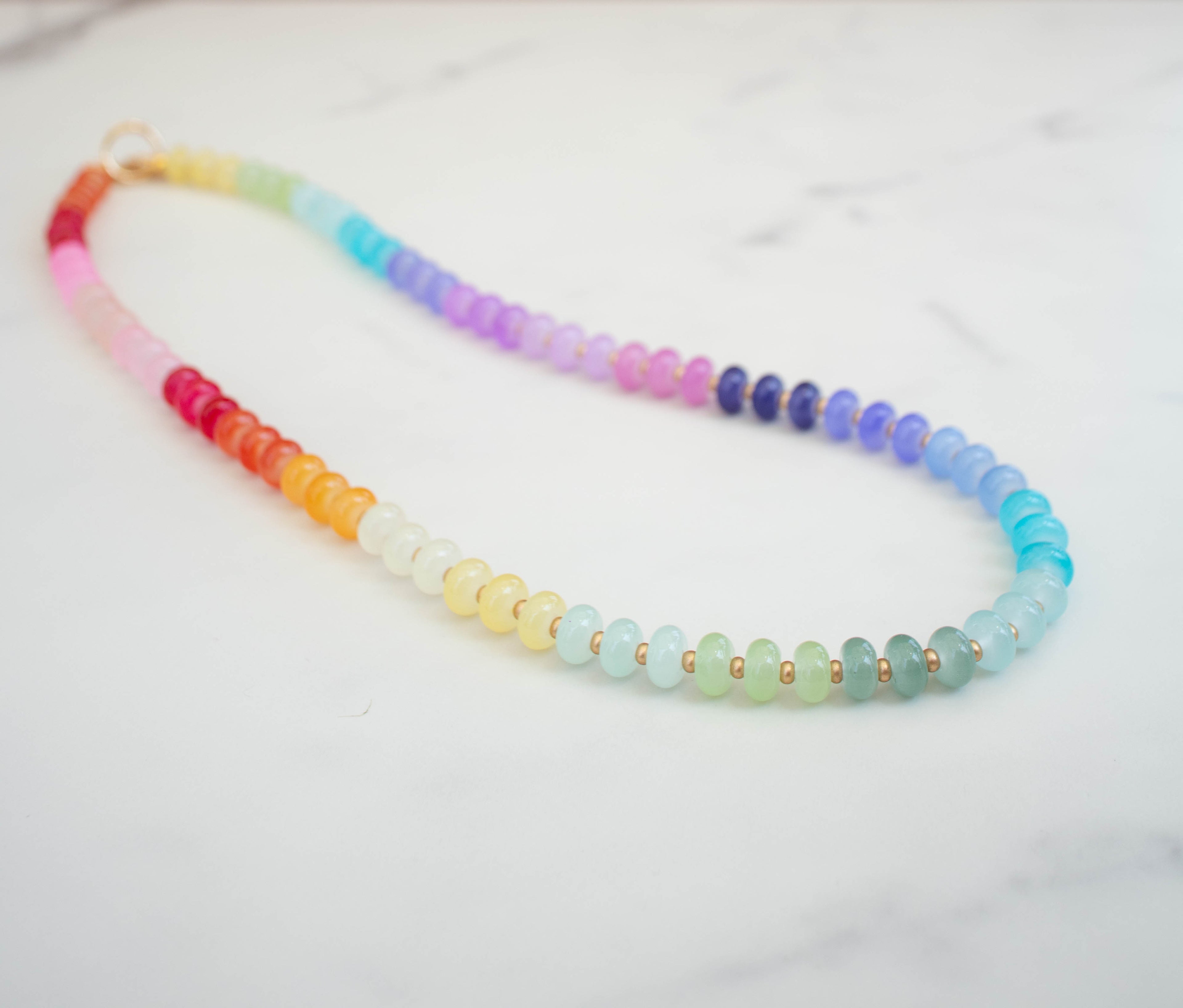 The Lucy Necklace- Rainbow & Gold Glass Beads