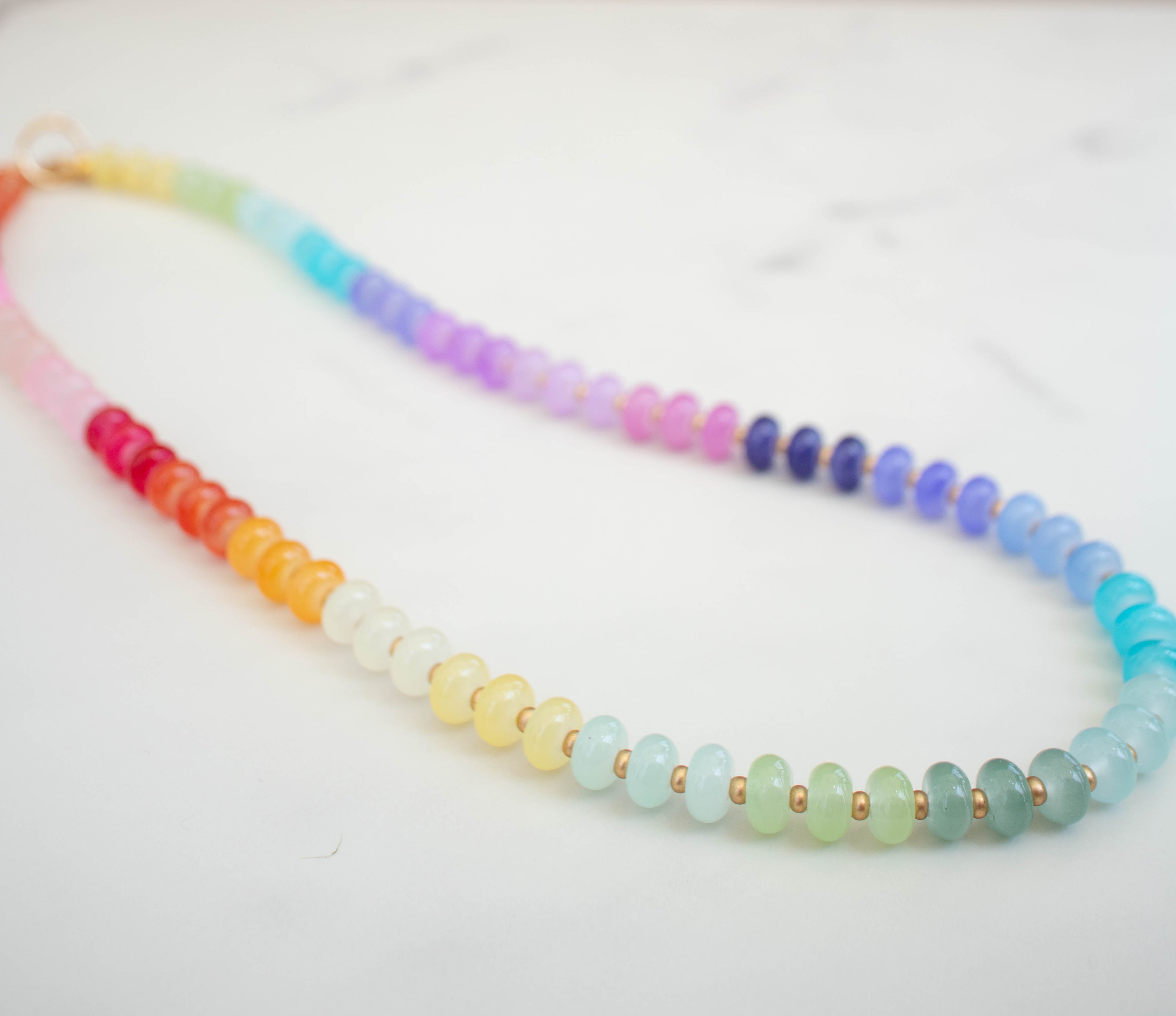 The Lucy Necklace- Rainbow & Gold Glass Beads
