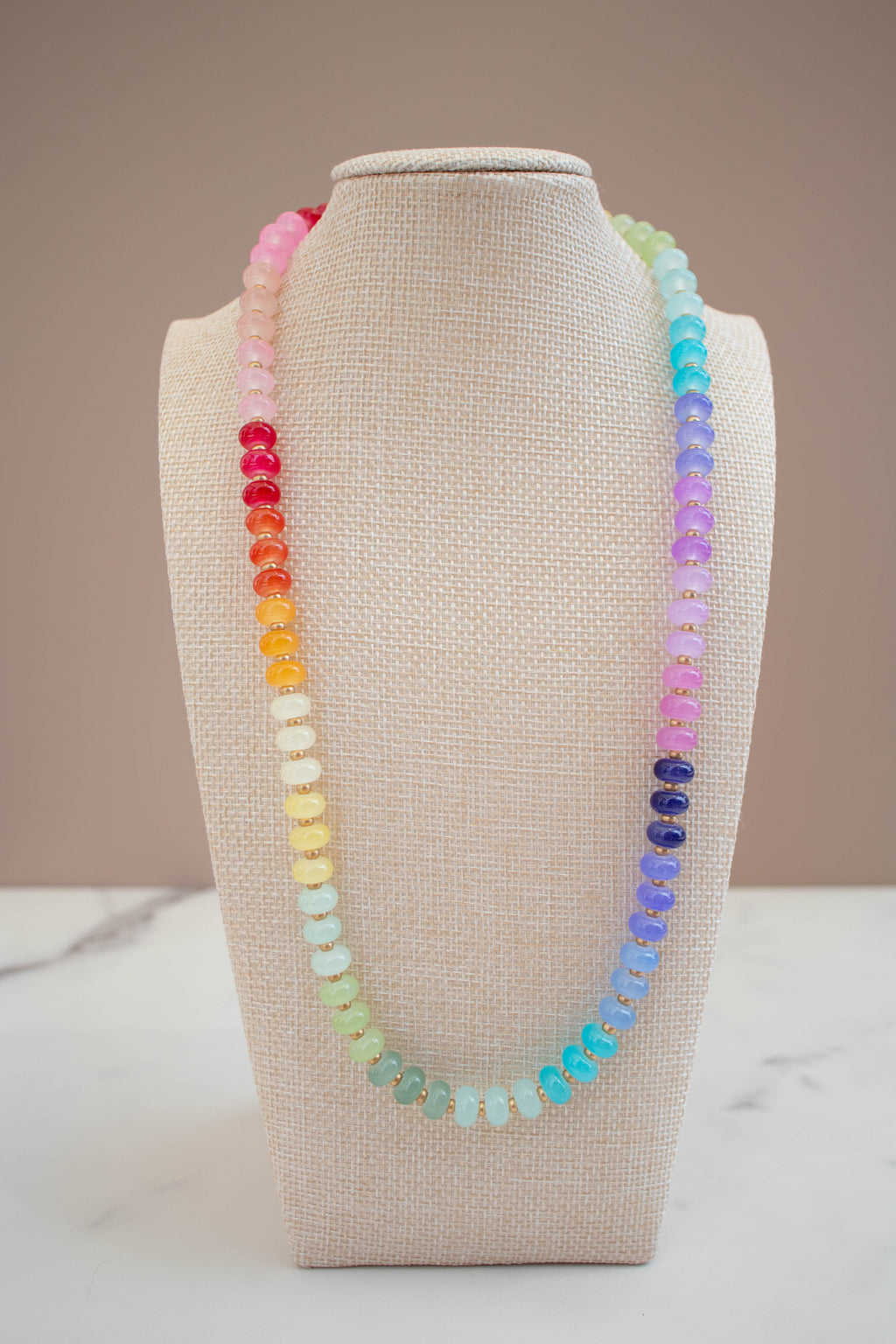 The Lucy Necklace- Rainbow & Gold Glass Beads