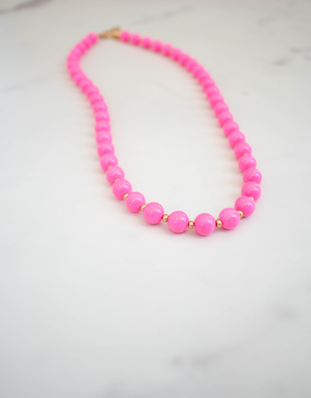 The Ellie Necklace- Round Pink Glass Beads