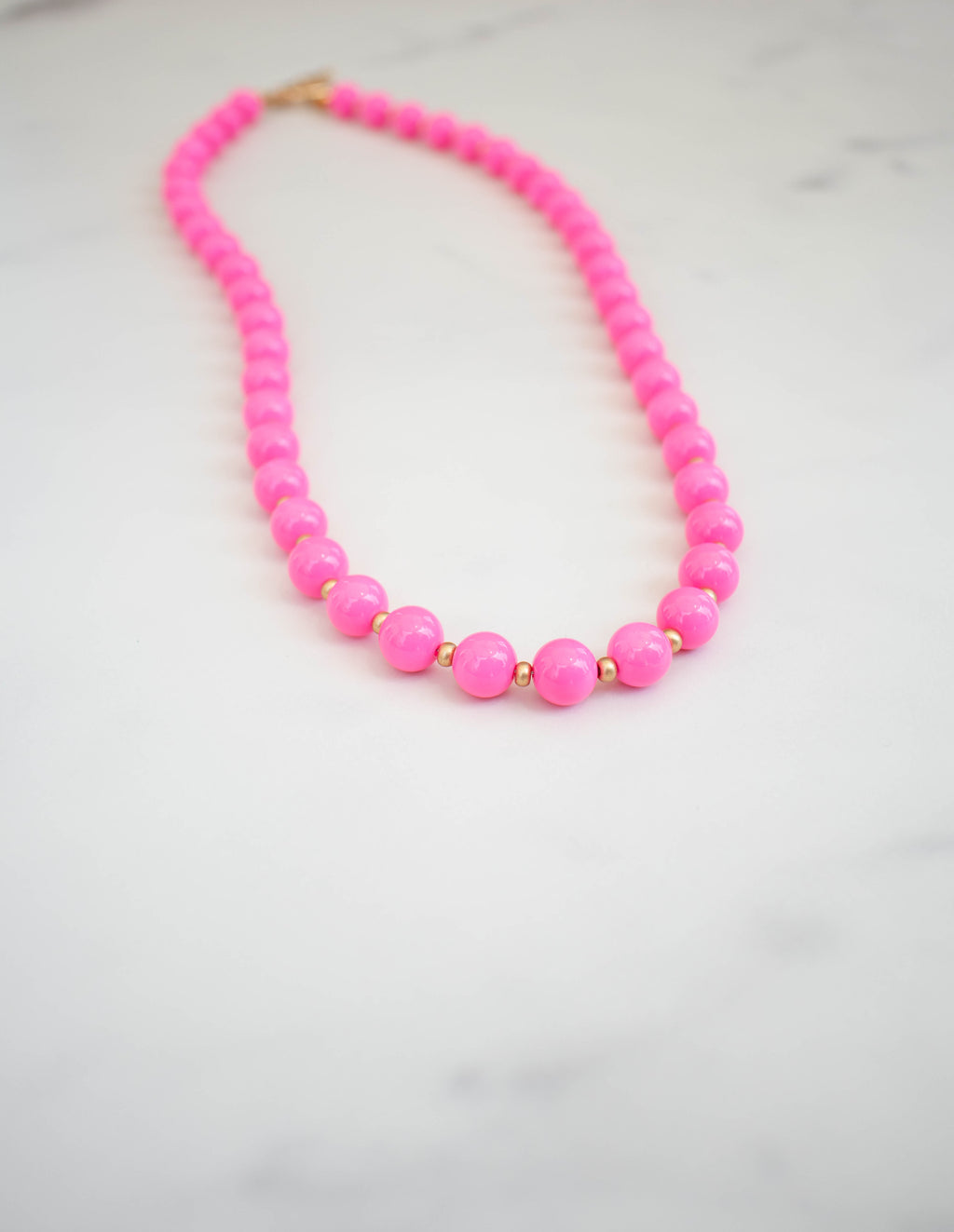 The Ellie Necklace- Round Pink Glass Beads